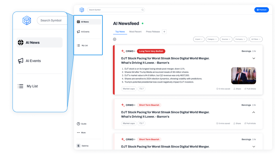 Sidebar navigation after surfacing AI News and AI Events